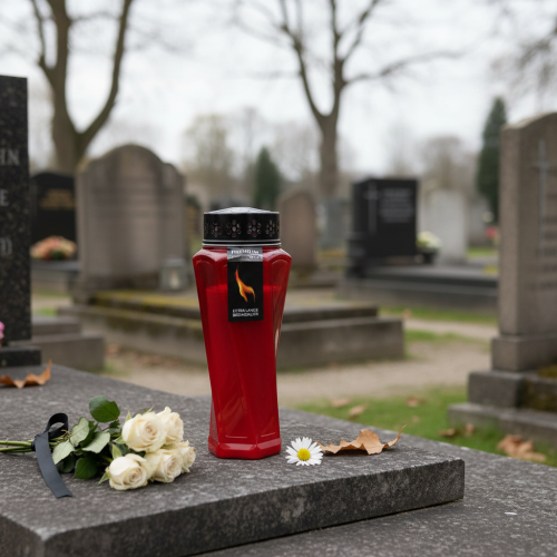 Artikel Grablicht Plastik gedreht Rot Ø11cm H25cm