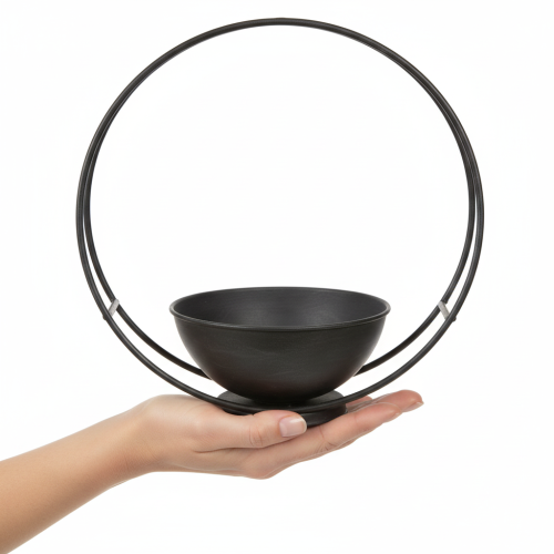 Artikel Schale mit Fuß Dekoring Metall Anthrazit H29cm 2St