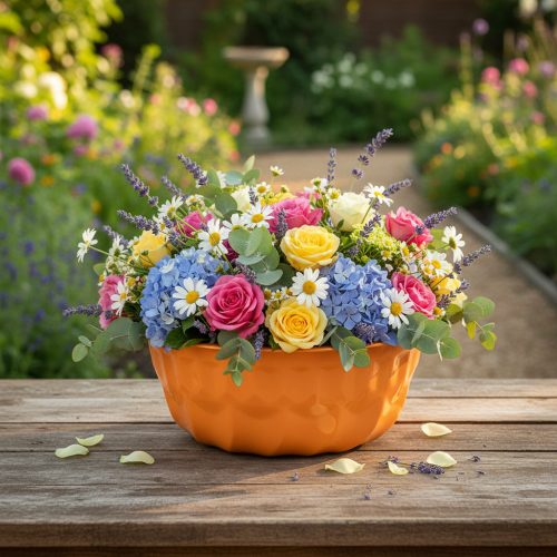 Artikel Metall Deko Backform Gugelhupf Orange Ø23cm H12cm