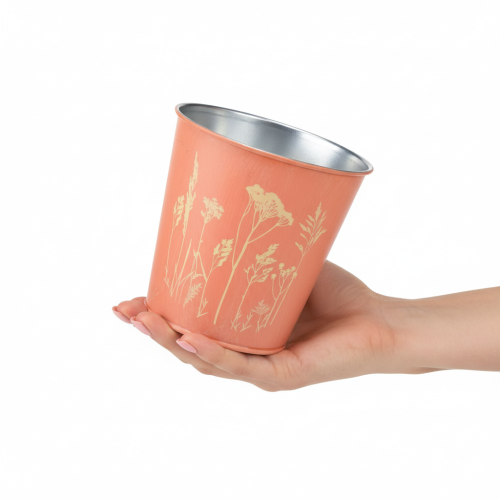 Artikel Blumentopf mit Blumen Dekor Apricot Gelb Ø10,5cm H10,5cm