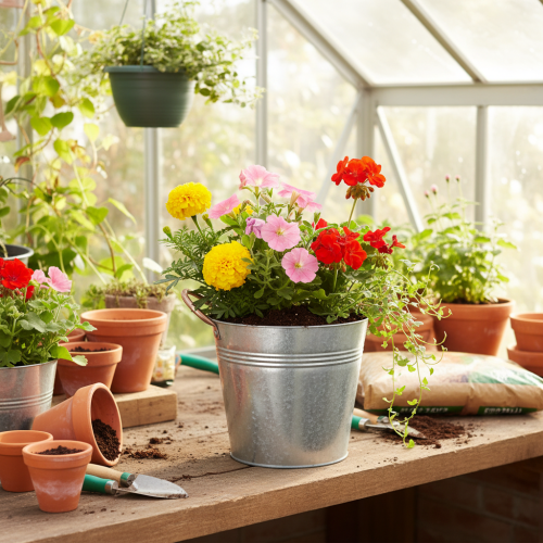 Artikel Blumentopf mit Griffen Metall Deko Eimer Ø16cm H15cm