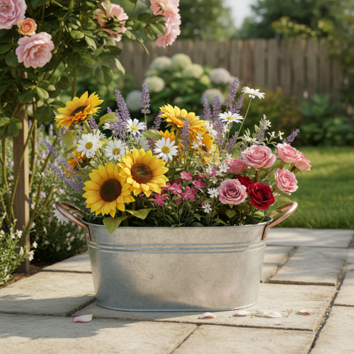 Blumenschale Metall oval mit Griffen 17,5×12×9 cm silber kupfer | Floristik24.at