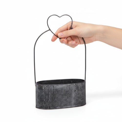 Artikel Deko Schale oval Metall mit Herz Schwarz 20/16cm 2er-Set