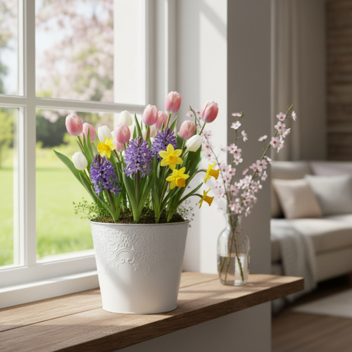 Artikel Übertopf Metall Blumenübertopf Pastell Weiß Ø16cm H14cm