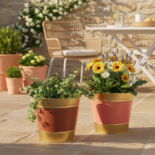 Artikel Pflanzkübel Blumentopf Metall Übertopf Ø26cm H22cm 4St