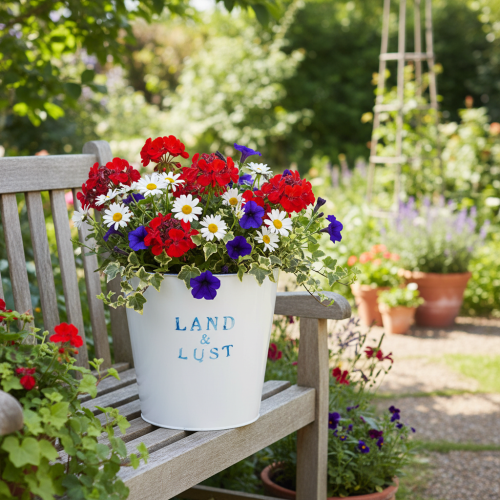 Metall-Blumentopf Übertopf Ø22×H21cm Weiß Blau Landhausstil | Floristik24.at