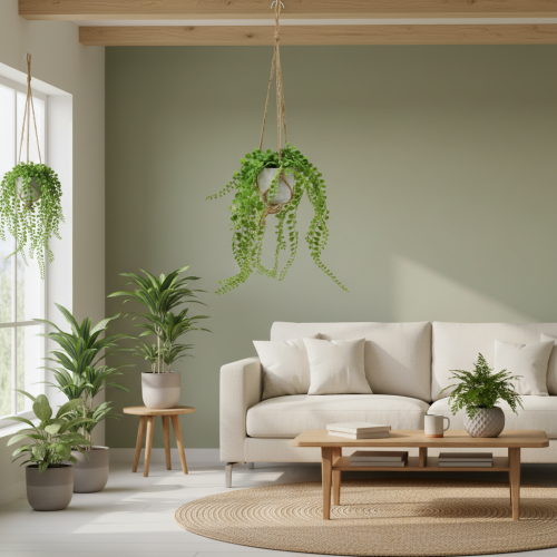 Künstliche Sukkulenten Blumenampel 46cm Grün mit Keramiktopf | Floristik24.at
