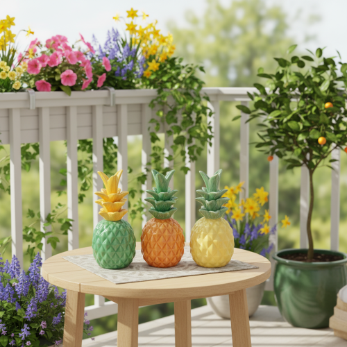 Deko-Ananas aus Keramik, bunt, 17 cm, 3er-Set | Floristik24.at