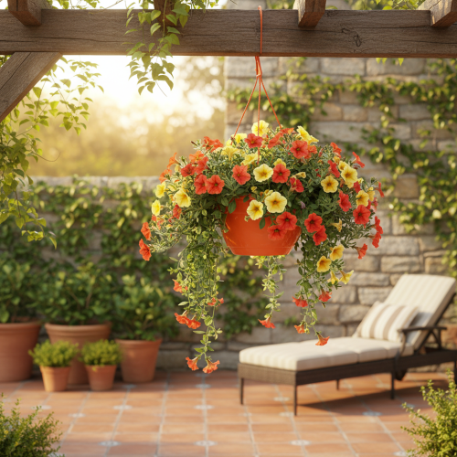 Blumenampel aus Kunststoff Orange Ø25cm H50cm | Floristik24.at