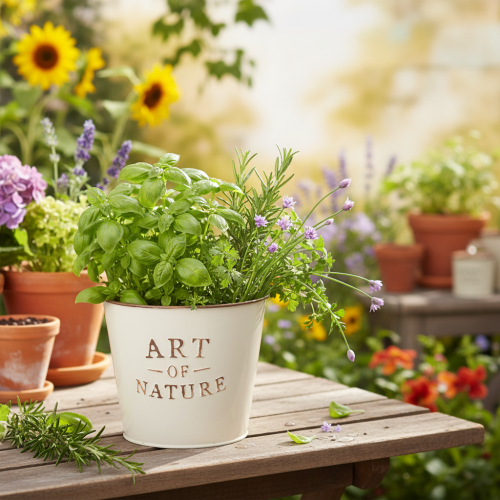 Artikel Blumentopf Metall Creme Ø17,5 cm H15 cm Art of Nature Creme