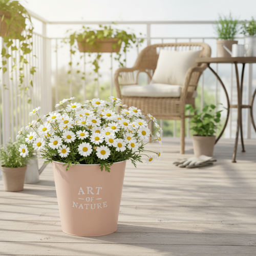 Artikel Blumentopf Zink Übertopf Metall Altrosa Ø22cm H21cm