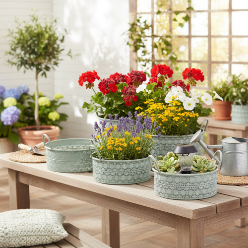 Artikel Deko-Schale Metall mit Griffen Übertopf Vintage 3er-Set