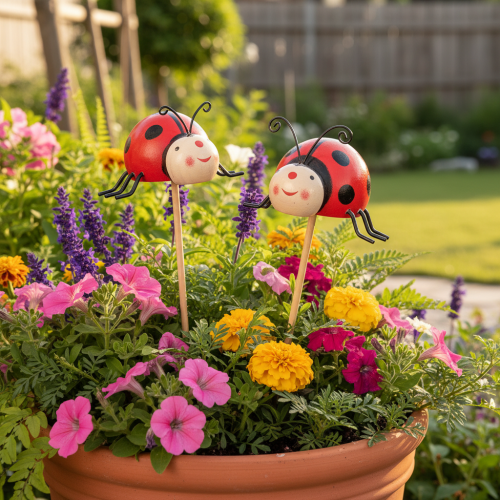 Artikel Marienkäfer Gartenstecker Deko für Frühling und Sommer Blumendeko verzieren 31cm 4 St