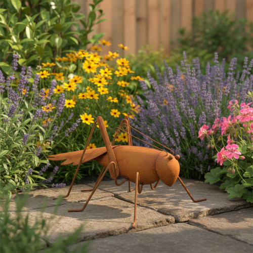 Heuschrecke Gartendeko Metall Edelrost Rostoptik 26cm Außenbereich | Floristik24.at