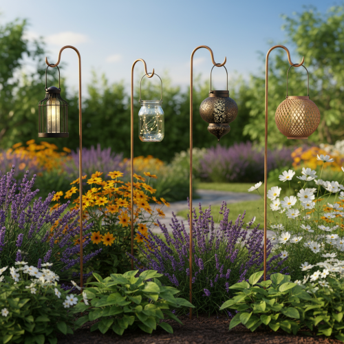 Artikel Gartenstab mit Haken aus Metall, Rost-Optik, H80cm, 3er-Set