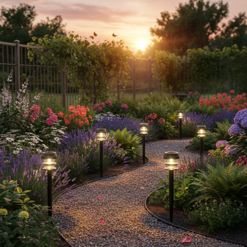 Solar-Gartenleuchten Set mit Erdspieß, 35 cm, 6 Stück, Kunststoff, Schwarz | Floristik24.at