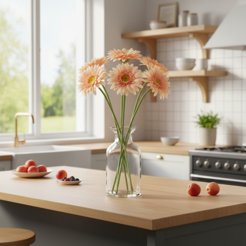 Künstliche Gerbera aus Kunststoff Apricot 47cm 6St | Floristik24.at