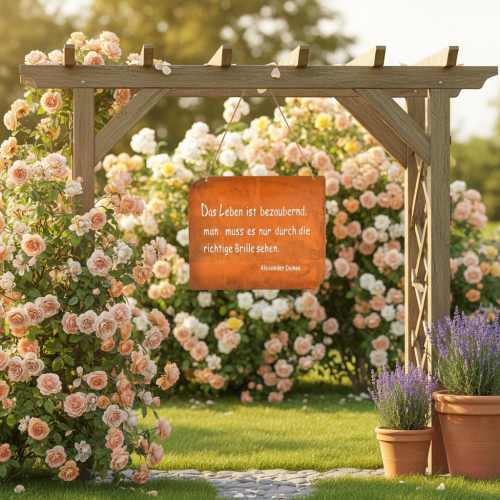 Gartenschild Metall Rostoptik mit Spruch 35x30cm für Außenbereiche | Floristik24.at