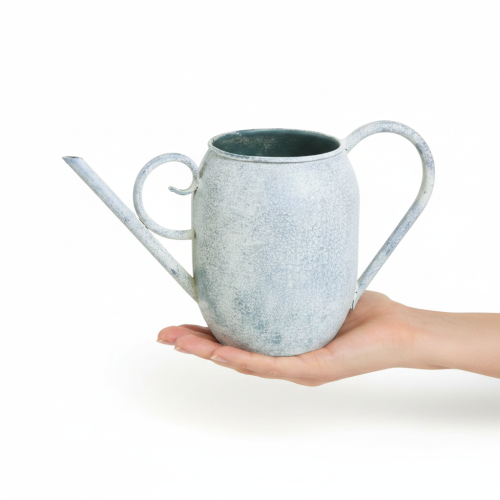 Deko-Gießkanne aus Metall 32x11x18cm Weiß-Blau Vintage-Stil für Innen- und Außendekoration | Floristik24.at