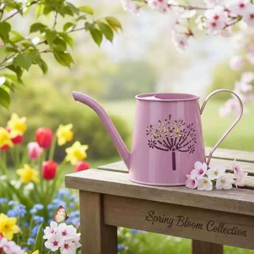 Metall Gießkanne Deko 12 cm Pink mit Pusteblumenmotiv für Innen- und Außenbereich | Floristik24.at
