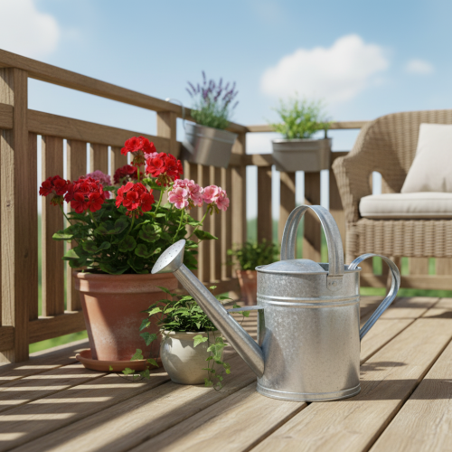 Deko-Gießkanne Metall Silber 42x15,5x27 cm für Innen- und Balkondekoration | Floristik24.at