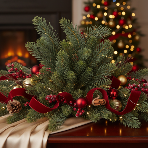 Künstlicher Tannenzweig Grün 50cm 3 Stück für Weihnachtsdekoration | Floristik24.at