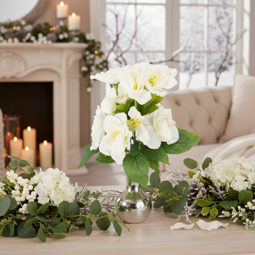 Künstliche Christrose Weiß Bund 36 cm Weihnachtsdekoration Innenbereich | Floristik24.at