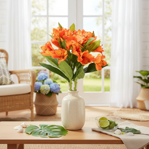 Künstlicher Blumenstrauß Alstroemeria Orange 75cm 3 Stängel für Wohnraumdekoration | Floristik24.at