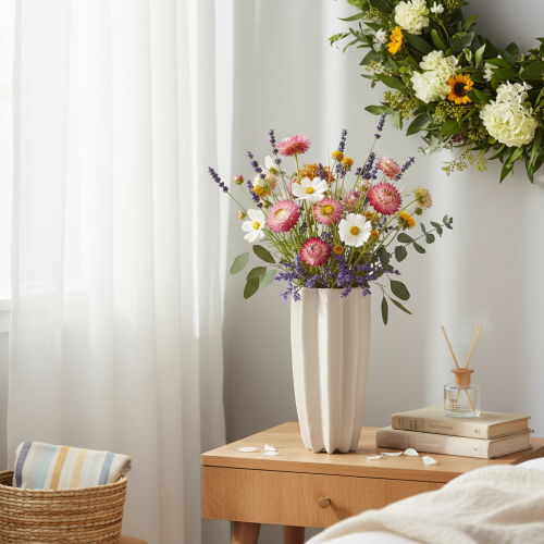 Keramikvase mit Rillenstruktur mattgrau 38 cm hoch für Trockenblumen | Floristik24.at