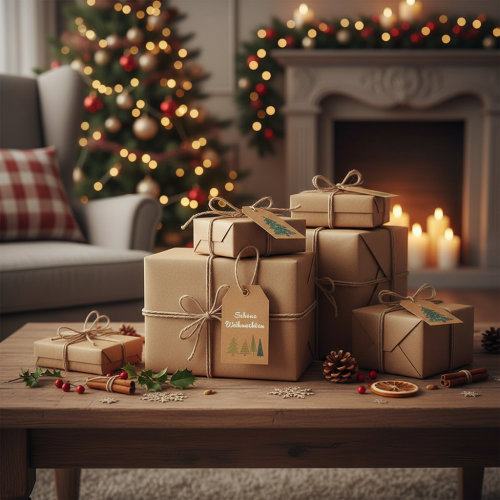 Artikel Geschenkanhänger Weihnachten aus Papier Naturbraun 8cm 36 Stück
