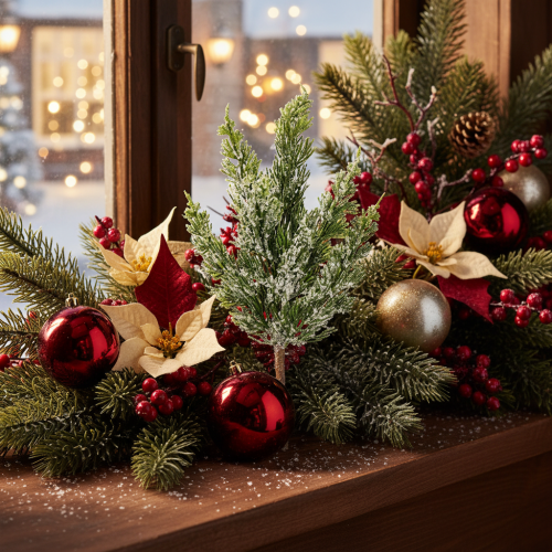 Artikel Künstlicher Kiefernzweig beschneit 40cm 3er-Set für Gestecke und Advent