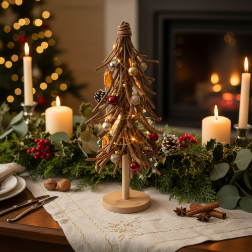 Tannenbaum aus Weidenzweigen auf Holzsockel 48 cm natur | Floristik24.at