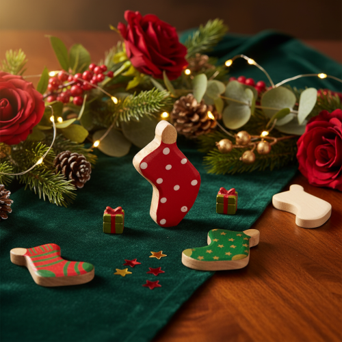 Socken aus Holz, rot mit weißen Punkten, 6 cm, 8 Stück, Tischdekoration Weihnachten | Floristik24.at
