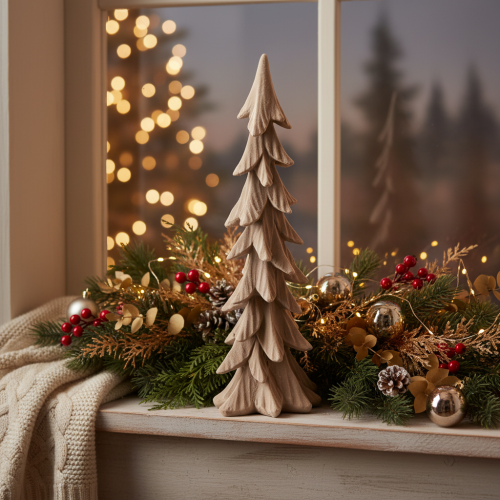 Artikel Deko Tannenbaum Kunststoff braun beflockt 44cm