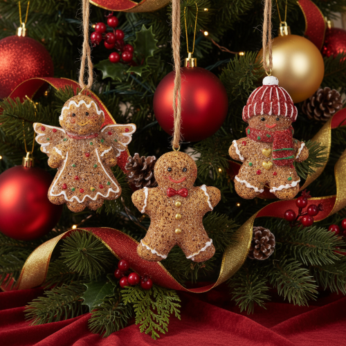 Deko-Anhänger Lebkuchenfiguren aus Polyresin 7cm 3er-Set Braun-Rot-Weiß für Innen | Floristik24.at