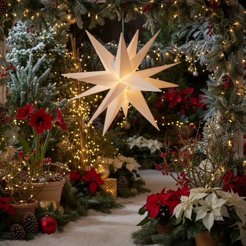 LED Weihnachtsstern Warmweiß 60 cm mit Timer