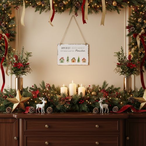 Metallschilder 2er-Set zum Hängen 21 x 14 cm mit Weihnachtsmotiven | Floristik24.at