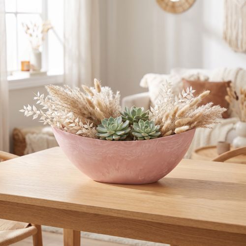 Deko-Schale Kunststoff Rosa mit Marmorierung 34x11x11cm Pflanzschale | Floristik24.at