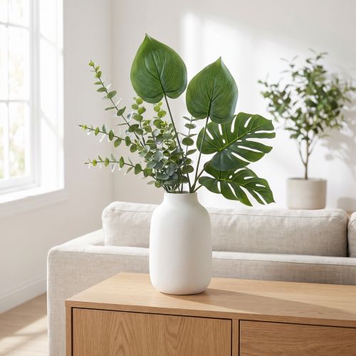 Philodendron künstliche Kunstpflanze Grün 48cm mit Herzblättern aus Kunststoff | Floristik24.at