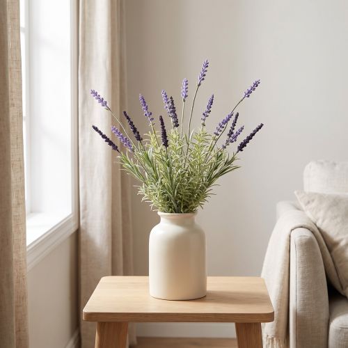 Lavendel Kunstpflanze Bund 36 cm Lila Grün