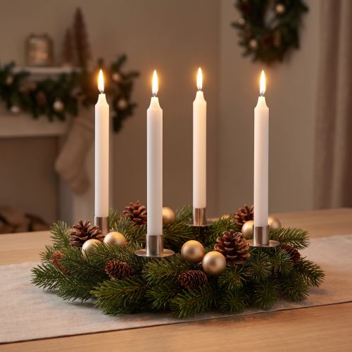 Weiße Stabkerzen aus Naturwachs 250 x 23 mm 4er-Set | Floristik24.at