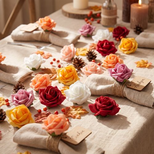Künstliche Foam-Rosen Ø4,5cm 36 Stück in verschiedenen Farben mit Draht | Floristik24.at