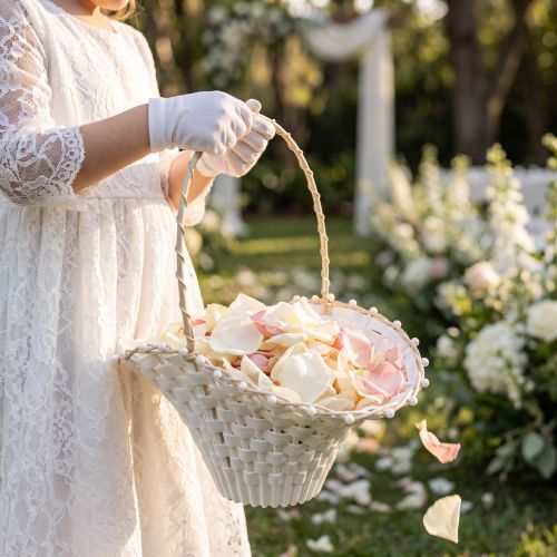 Streukörbchen Hochzeit 24x17cm Weiß Kunststoff mit Rattan | Floristik24.at
