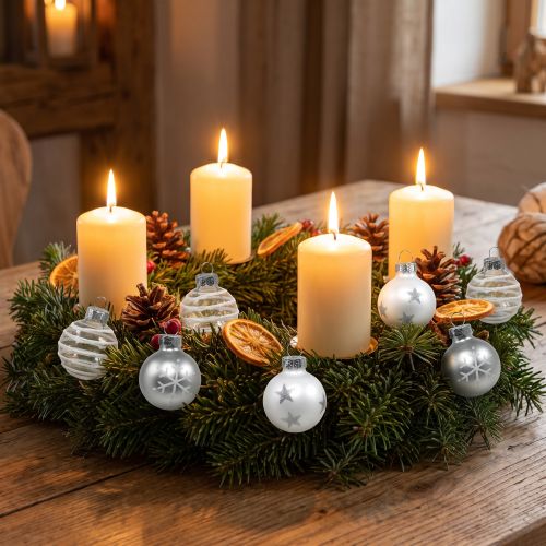 Mini Weihnachtskugeln aus Glas Ø 3 cm Weiß und Silber 9er-Set | Floristik24.at