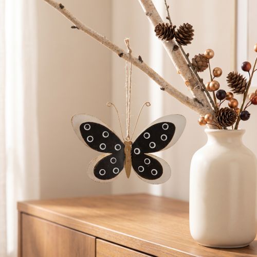 Wanddeko Schmetterling Metall 15×10,5 cm Schwarz Weiß Gold | Floristik24.at