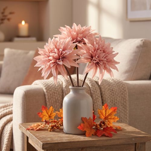 Artikel Dahlie künstlich Rosa Ø15cm L28cm 3er-Set