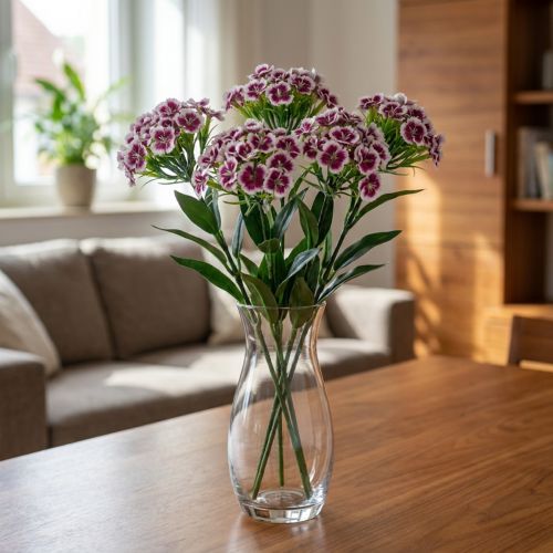 Bartnelke künstliche Blume Lila Weiß Nelke 52cm Kunststoff Metall | Floristik24.at