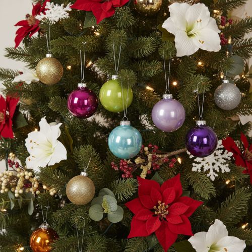 Artikel Weihnachtskugel-Set Glas bunt 75 mm 14 Stück