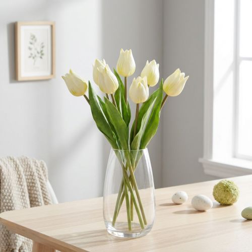 Deko Tulpen künstlich Weiß-Creme 20 cm 6 Stück | Floristik24.at