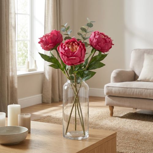 Artikel Künstliche Pfingstrose 58 cm in Pink aus Polyester und Kunststoff